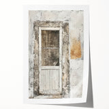 Rustic Italian door design on a rolled print, featuring earthy tones, ideal for art wall dining room.