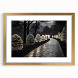 Extra large abstract art print in textured style with gold and cream tones, framed, ideal for living room decor.