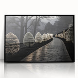 Large abstract wall art featuring geometric shapes in black and white, framed in acrylic, suitable for modern art wall decor.