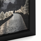 Close-up of a black framed canvas featuring a textured, colorful abstract design, ideal for extra large living room wall art.