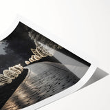 Extra large rolled print featuring line art flowers in black and white, ideal for large living room wall art.