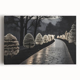 Black and white architectural sketch on large stretched canvas, ideal for kitchen wall art.