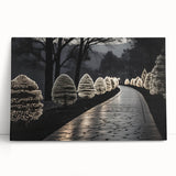 Large black and white architectural sketch on stretched canvas, ideal for kitchen wall art or bedroom ambiance.