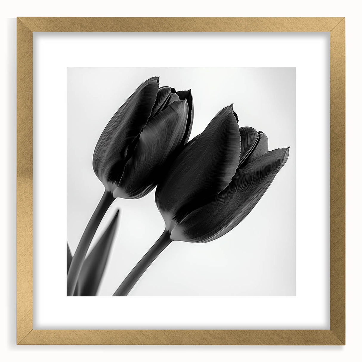 Elegant floral and botanical frame in gold, showcasing intricate designs and a soft mat, perfect for enhancing home decor with a touch of nature.