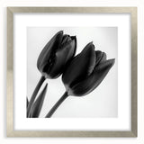 Floral and botanical frame with silver mat, showcasing intricate flower and leaf designs, ideal for home decor or as a gift, viewed from the front.