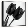Framed canvas artwork showcasing a vibrant floral and botanical design with a sleek black border, perfect for home decor or office space enhancement. Ideal for nature lovers seeking stylish wall art.
