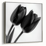 Framed canvas showcasing a vibrant floral and botanical design with a silver frame, emphasizing intricate details and elegant aesthetics, perfect for home decor.