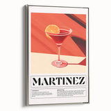 Framed canvas featuring a vintage poster of colorful landscape art with predominant black tones, ideal for dining room decor.