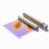 Extra large rolled print of vibrant floral art featuring assorted fruits.