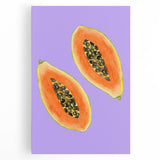 Black and white stretched canvas featuring an assortment of fruits, ideal for kitchen wall art.