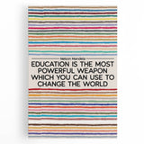 Large black and white stretched canvas featuring a stylized inspirational quote about food, ideal for kitchen wall art.