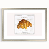Textured art depicting assorted pastries in soft pastel shades on a framed silver mat, ideal for kitchen decor.