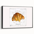 Black and white vintage poster art of pastries on a framed canvas, ideal for bedroom wall decor.