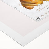 Art deco poster featuring an assortment of pastries in muted colors on rolled canvas, suitable for dining room decor.