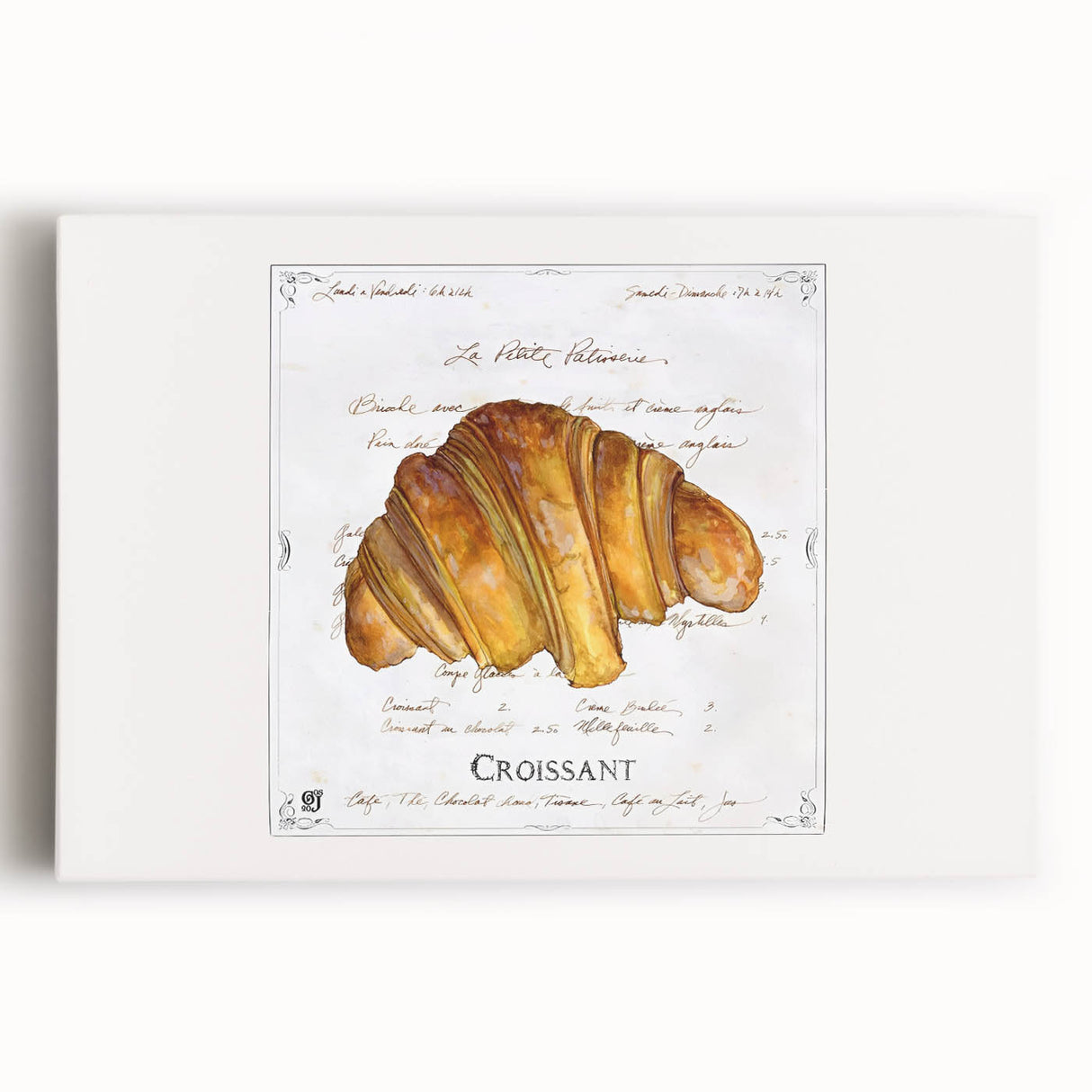 Large black and white stretched canvas featuring an assortment of pastries, ideal for kitchen wall art.