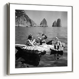 Landscape art painting featuring a colorful vintage poster design on a framed canvas, ideal for enhancing black wall decor.