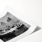 Extra large wall art featuring black and white line art flowers on a rolled print, suitable for large living room decor.