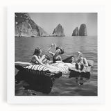 Black and white stretched canvas featuring a bustling restaurant scene, ideal for kitchen wall art.