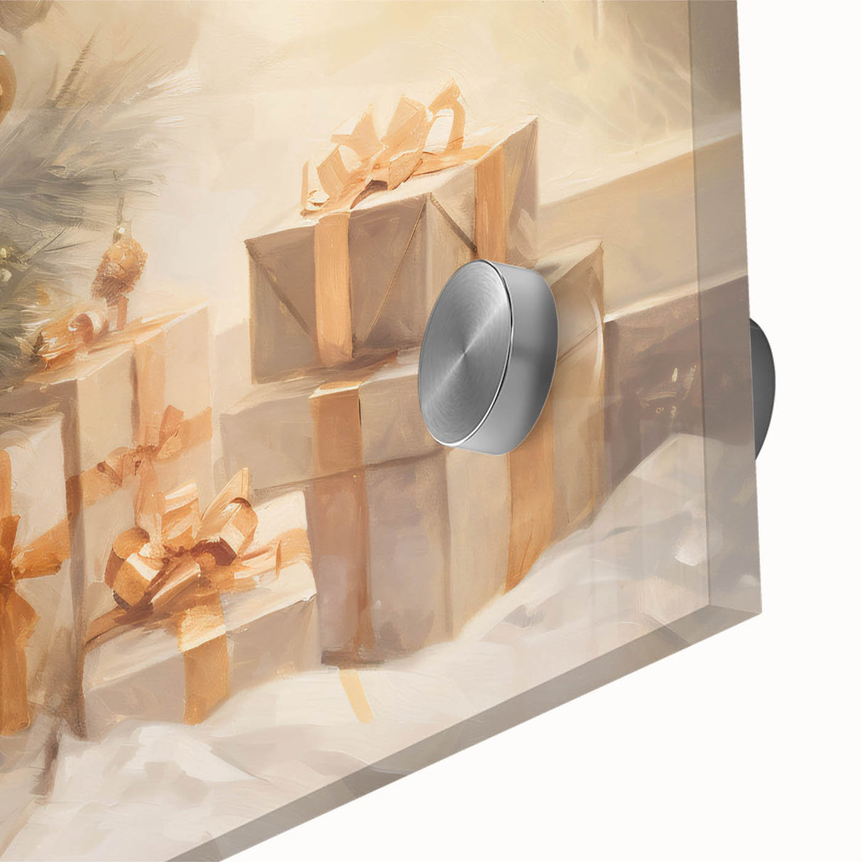 Golden Christmas Wall Art – Festive Tree & Gift Holiday Canvas
