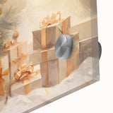 Golden Christmas Wall Art – Festive Tree & Gift Holiday Canvas