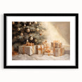 Golden Christmas Wall Art – Festive Tree & Gift Holiday Canvas