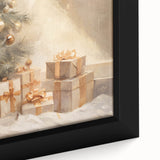 Golden Christmas Wall Art – Festive Tree & Gift Holiday Canvas