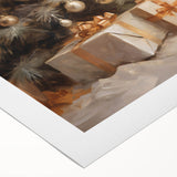 Golden Christmas Wall Art – Festive Tree & Gift Holiday Canvas