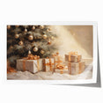 Golden Christmas Wall Art – Festive Tree & Gift Holiday Canvas