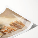 Golden Christmas Wall Art – Festive Tree & Gift Holiday Canvas