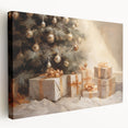 Golden Christmas Wall Art – Festive Tree & Gift Holiday Canvas