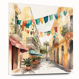 Mexican Fiesta Wall Art - Colorful Street Scene with Papel Picado