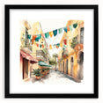 Mexican Fiesta Wall Art - Colorful Street Scene with Papel Picado