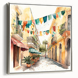 Mexican Fiesta Wall Art - Colorful Street Scene with Papel Picado