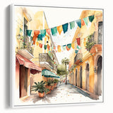 Mexican Fiesta Wall Art - Colorful Street Scene with Papel Picado