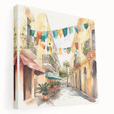 Mexican Fiesta Wall Art - Colorful Street Scene with Papel Picado