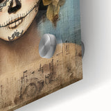 Romantic Sugar Skull Woman – Día de los Muertos Wall Art