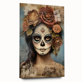 Romantic Sugar Skull Woman – Día de los Muertos Wall Art