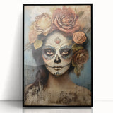 Romantic Sugar Skull Woman – Día de los Muertos Wall Art