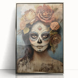 Romantic Sugar Skull Woman – Día de los Muertos Wall Art