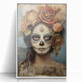 Romantic Sugar Skull Woman – Día de los Muertos Wall Art