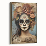 Romantic Sugar Skull Woman – Día de los Muertos Wall Art