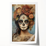 Romantic Sugar Skull Woman – Día de los Muertos Wall Art