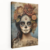 Romantic Sugar Skull Woman – Día de los Muertos Wall Art