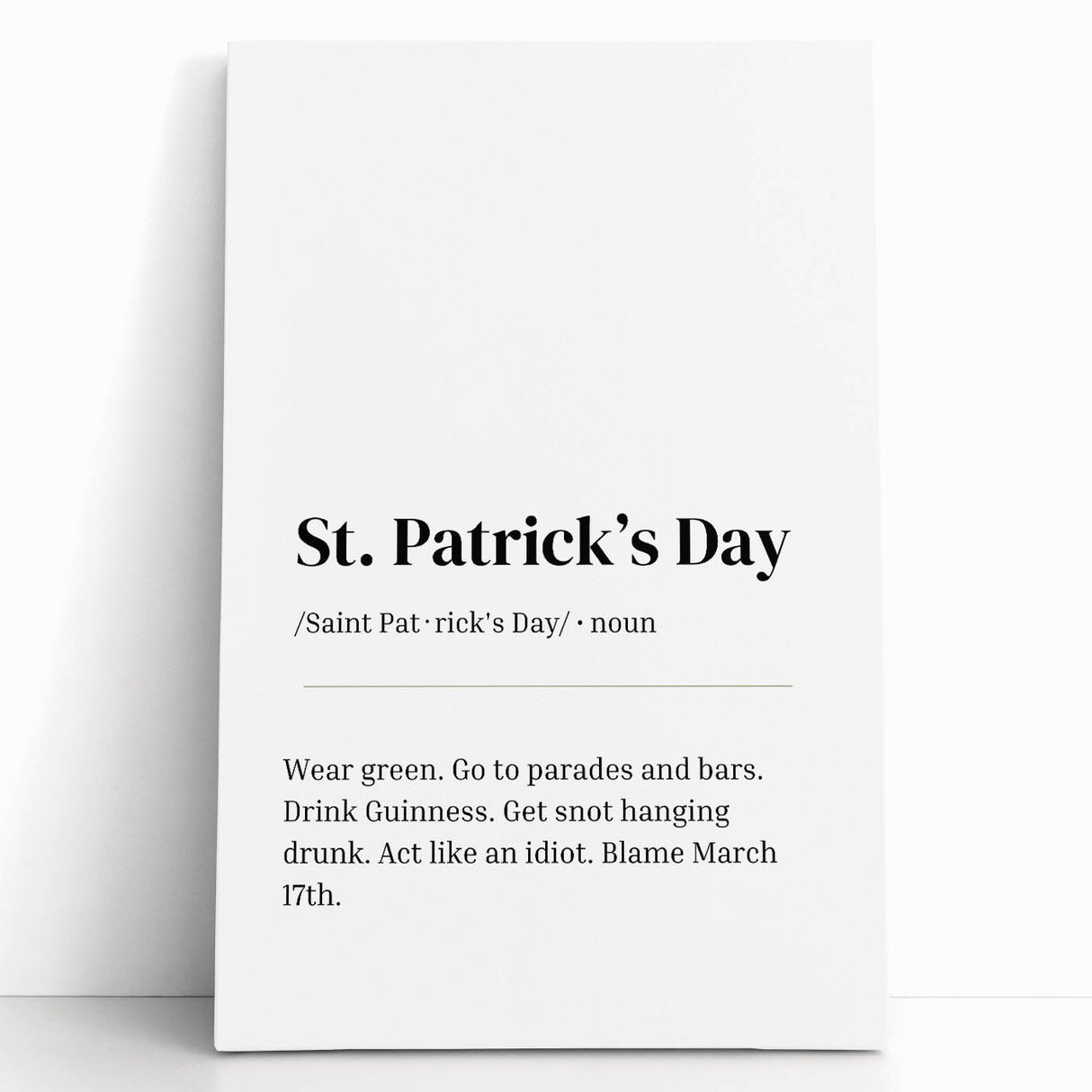 Funny St. Patrick’s Day Wall Art – Irish Typography Print Decor