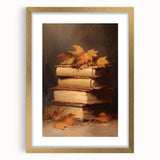 Vintage Fall Wall Art - Rustic Books & Autumn Leaves Canvas