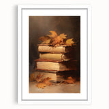 Vintage Fall Wall Art - Rustic Books & Autumn Leaves Canvas