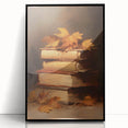 Vintage Fall Wall Art - Rustic Books & Autumn Leaves Canvas
