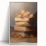 Vintage Fall Wall Art - Rustic Books & Autumn Leaves Canvas