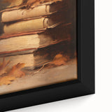 Vintage Fall Wall Art - Rustic Books & Autumn Leaves Canvas