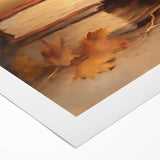 Vintage Fall Wall Art - Rustic Books & Autumn Leaves Canvas